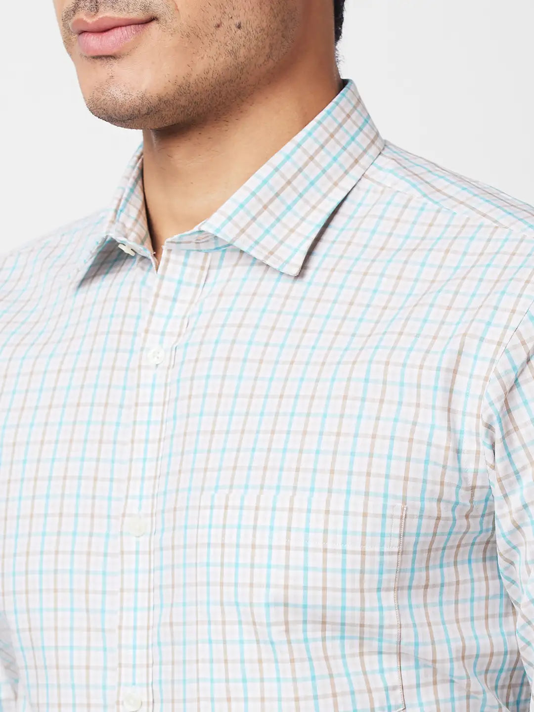 Park Avenue Men Blue Checks Slim Fit Cotton Shirt