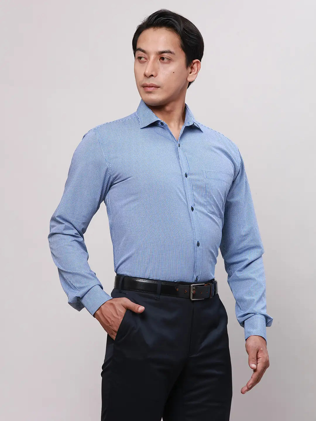 Park Avenue Men Blue Slim Fit Stripe Cotton Shirts