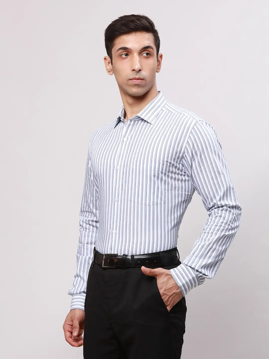 Park Avenue Men Blue Slim Fit Structure Cotton Shirts