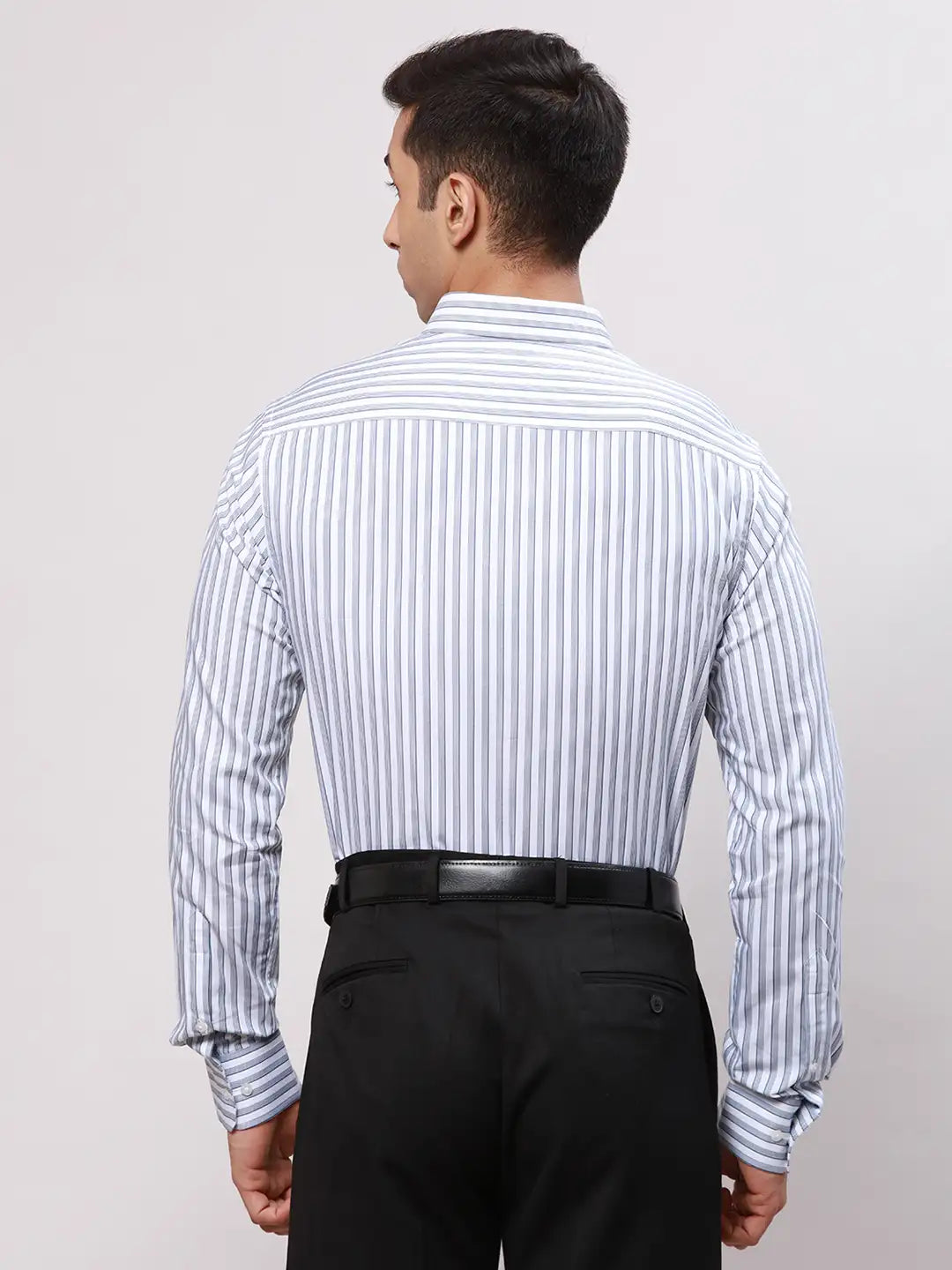 Park Avenue Men Blue Slim Fit Structure Cotton Shirts
