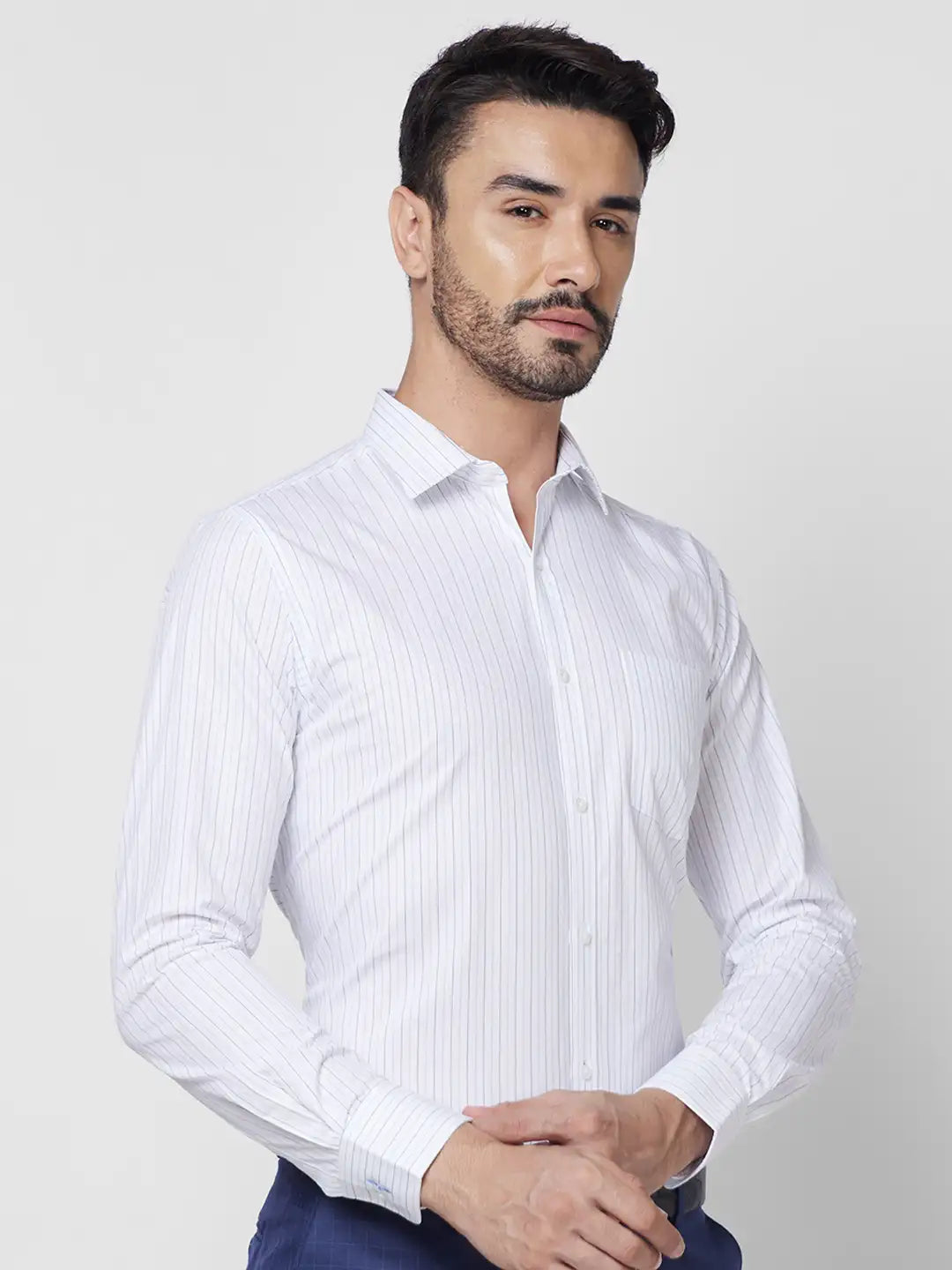 Park Avenue Men Blue Structure Slim Fit Cotton Shirt