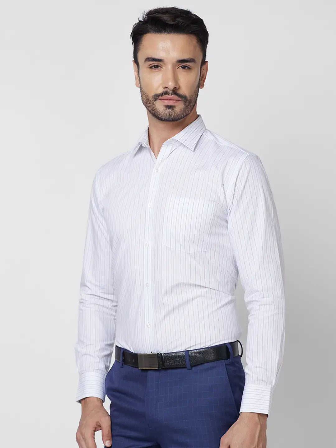 Park Avenue Men Blue Structure Slim Fit Cotton Shirt