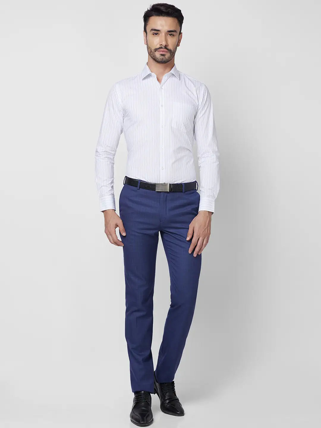 Park Avenue Men Blue Structure Slim Fit Cotton Shirt
