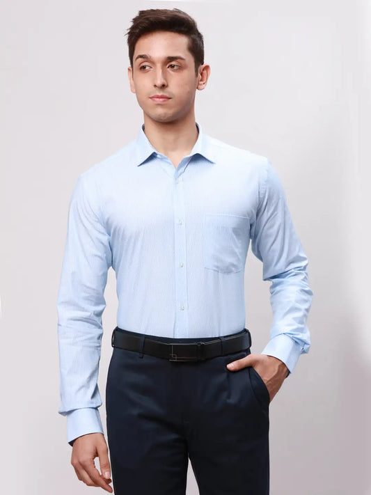 Park Avenue Men Blue Slim Fit Structure Cotton Shirts