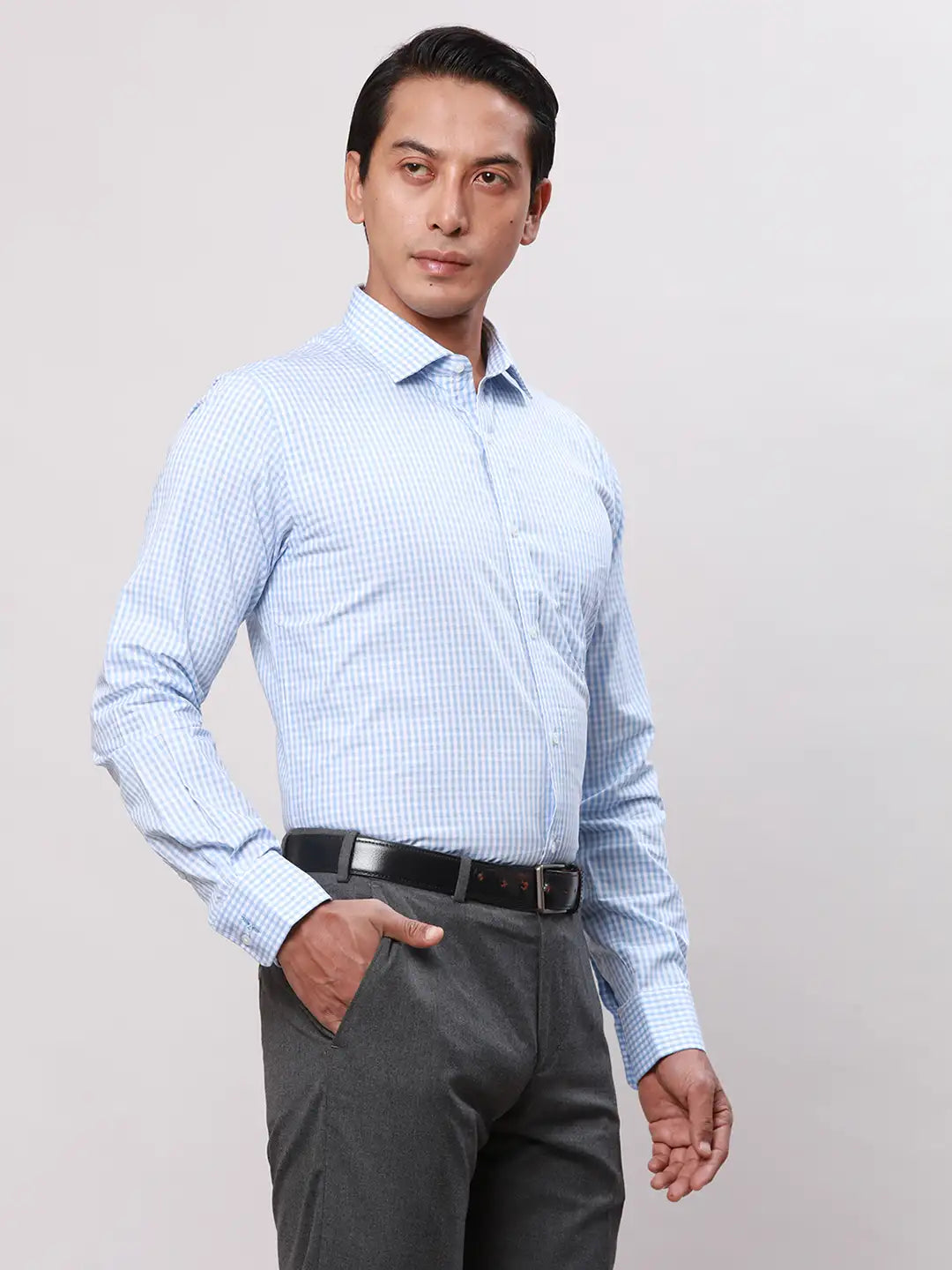 Park Avenue Men Blue Structure Slim Fit Cotton Shirts