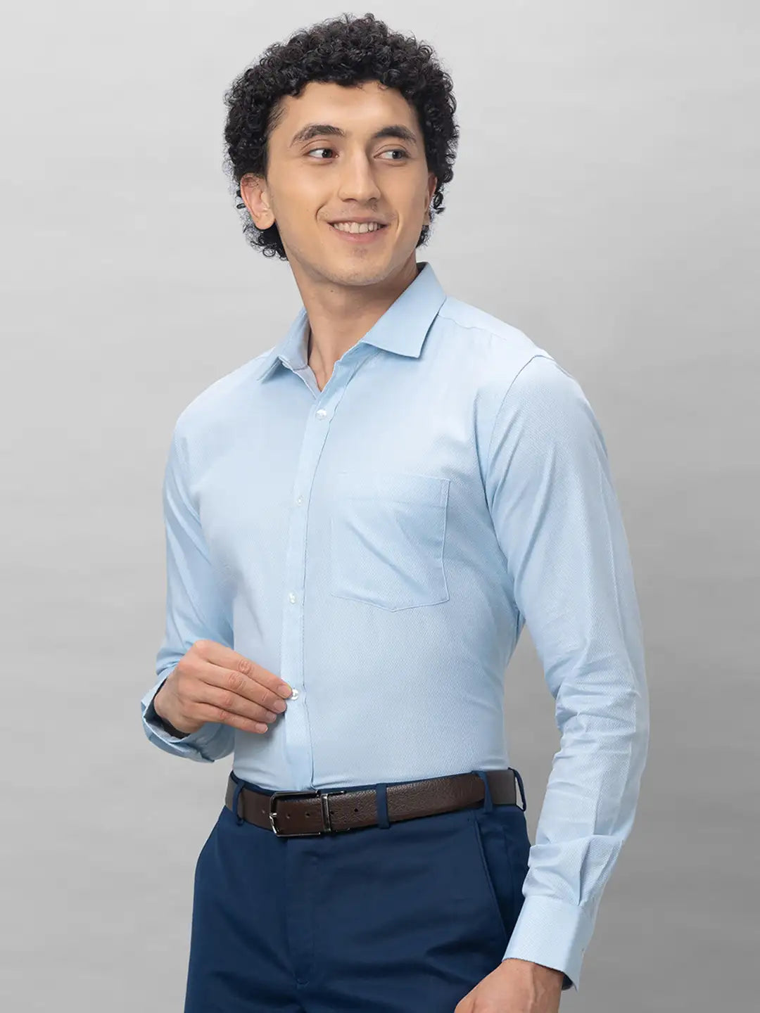 Park Avenue Men Red Structure Slim Fit Polyester Blend Shirts
