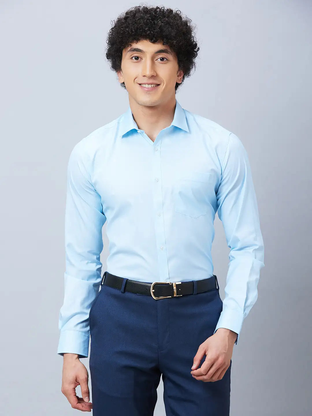 Park Avenue Men Blue 5f17ead6c72244cf256b6e54 Slim Fit Polyester Blend Shirt