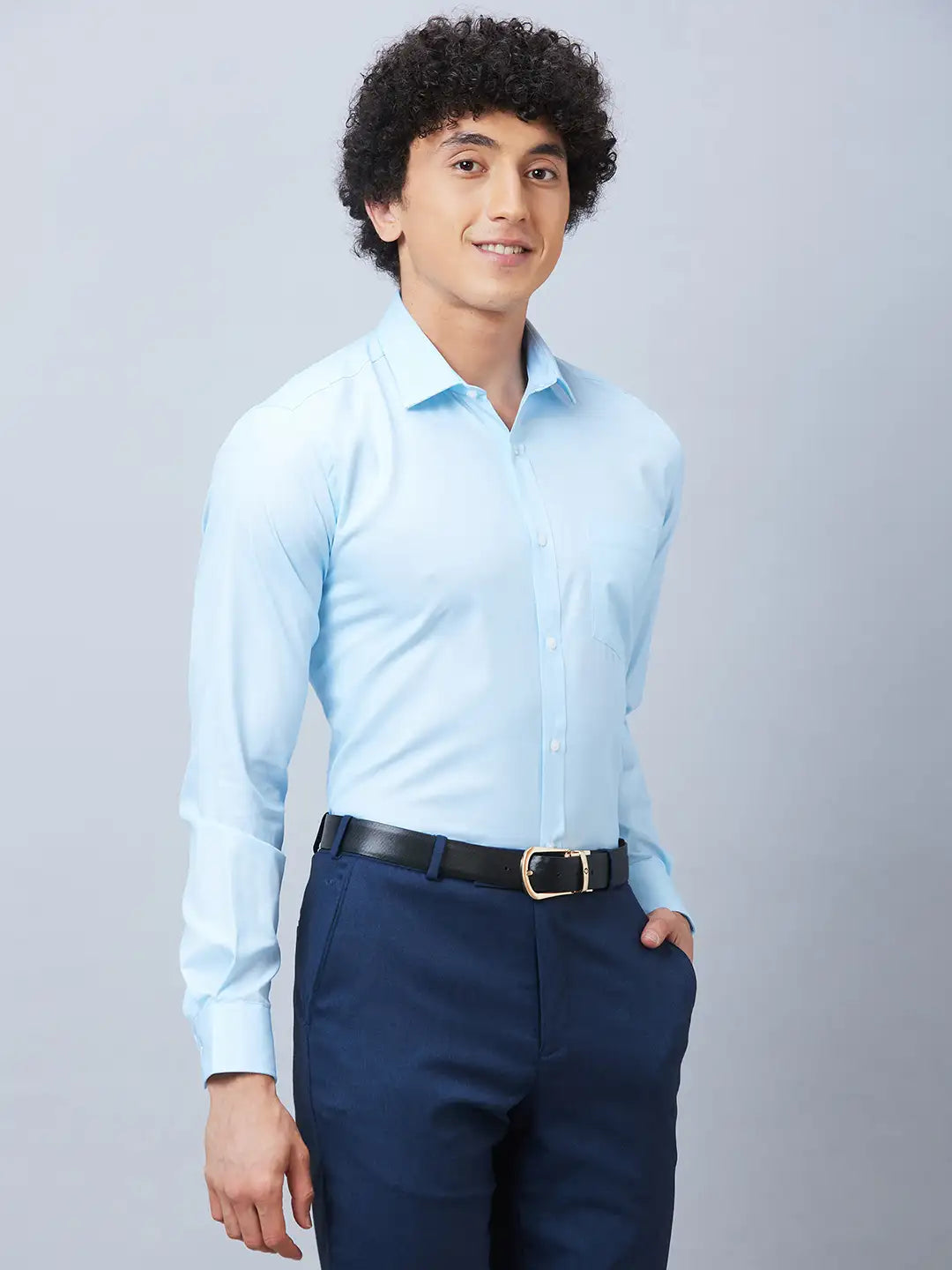 Park Avenue Men Blue 5f17ead6c72244cf256b6e54 Slim Fit Polyester Blend Shirt