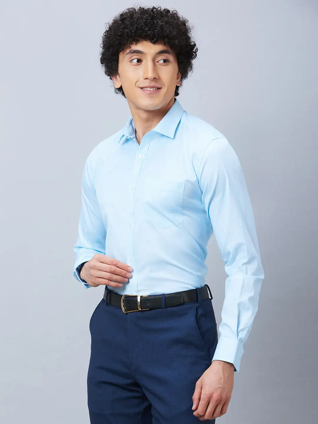Park Avenue Men Blue 5f17ead6c72244cf256b6e54 Slim Fit Polyester Blend Shirt
