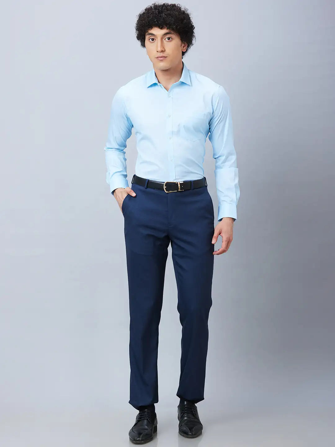 Park Avenue Men Blue 5f17ead6c72244cf256b6e54 Slim Fit Polyester Blend Shirt