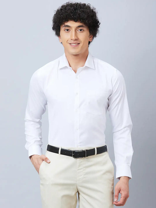 Park Avenue Men Blue Structure Slim Fit Cotton Blend Cutaway Collar Shirt