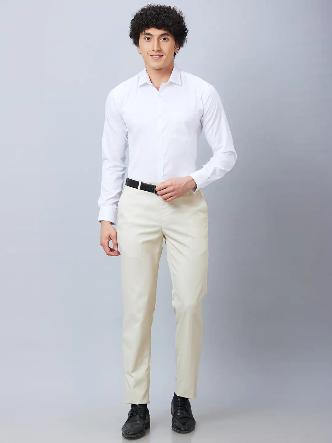 Park Avenue Men Blue Structure Slim Fit Cotton Blend Cutaway Collar Shirt