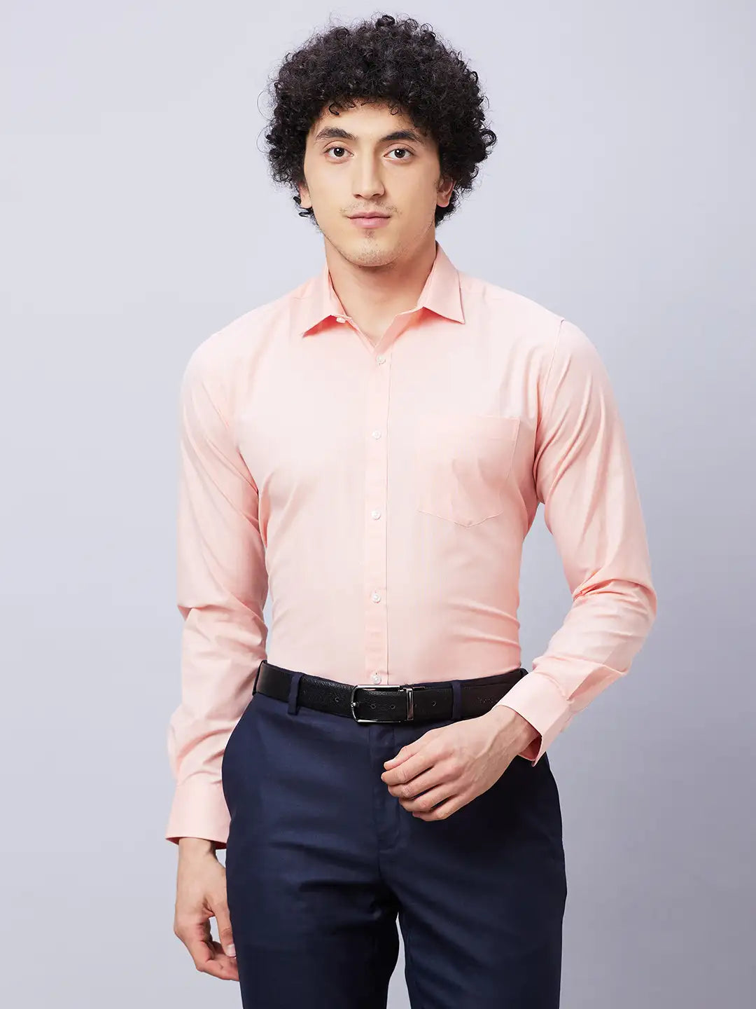 Park Avenue Men Blue Fil-A-Fil Slim Fit Polyester Blend Cutaway Collar Shirt