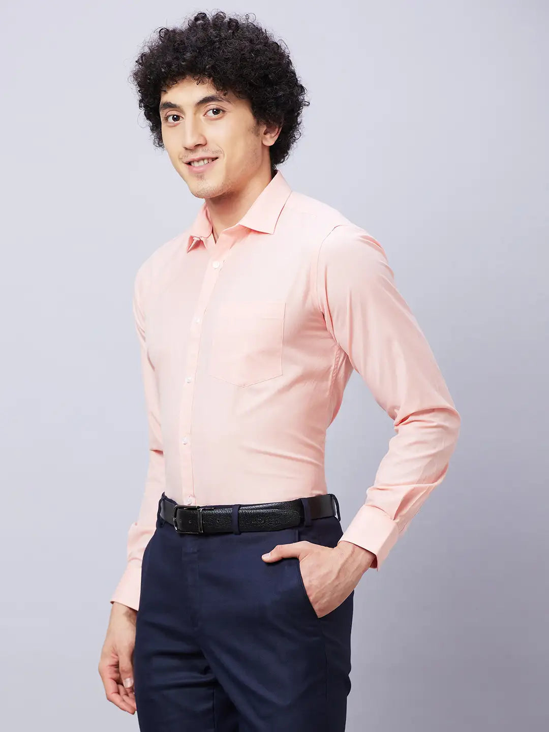Park Avenue Men Blue Fil-A-Fil Slim Fit Polyester Blend Cutaway Collar Shirt