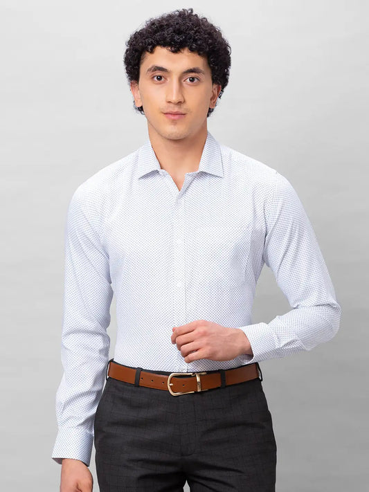 Park Avenue Men White Print Slim Fit Cotton Blend Shirts