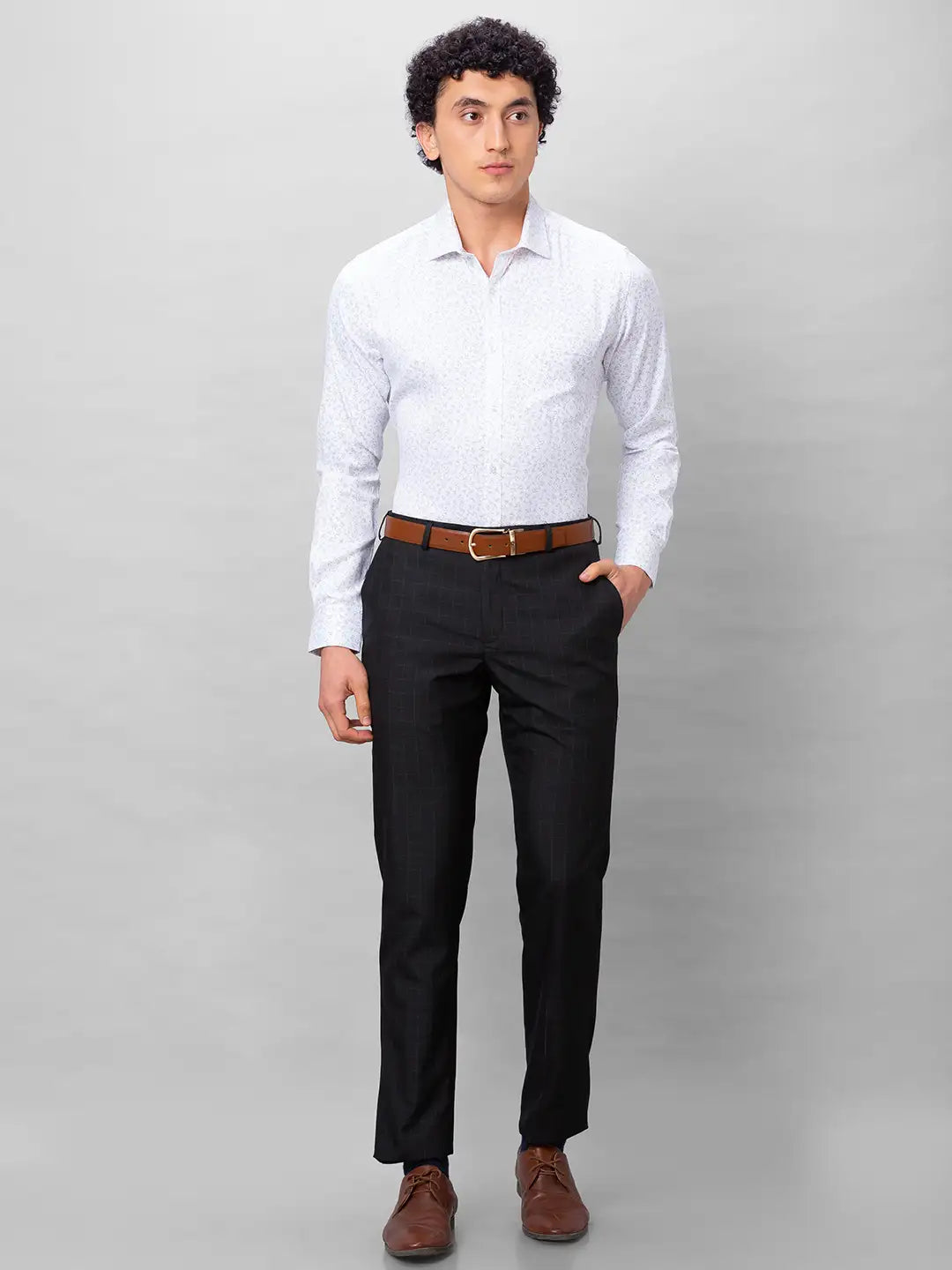 Park Avenue Men Green Structure Slim Fit Cotton Blend Shirts