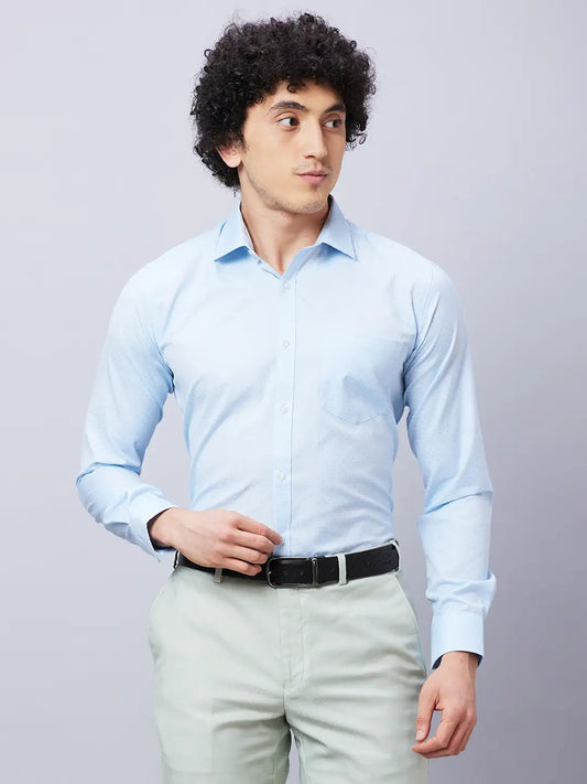 Park Avenue Men Blue Structure Slim Fit Cotton Blend Shirts