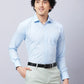 Park Avenue Men Blue Structure Slim Fit Cotton Blend Shirts