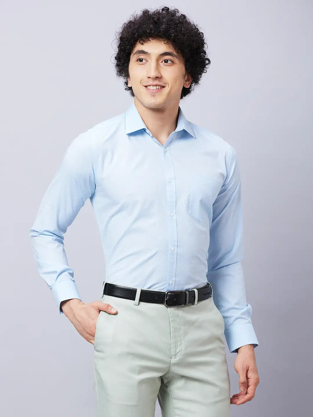 Park Avenue Men Blue Structure Slim Fit Cotton Blend Shirts