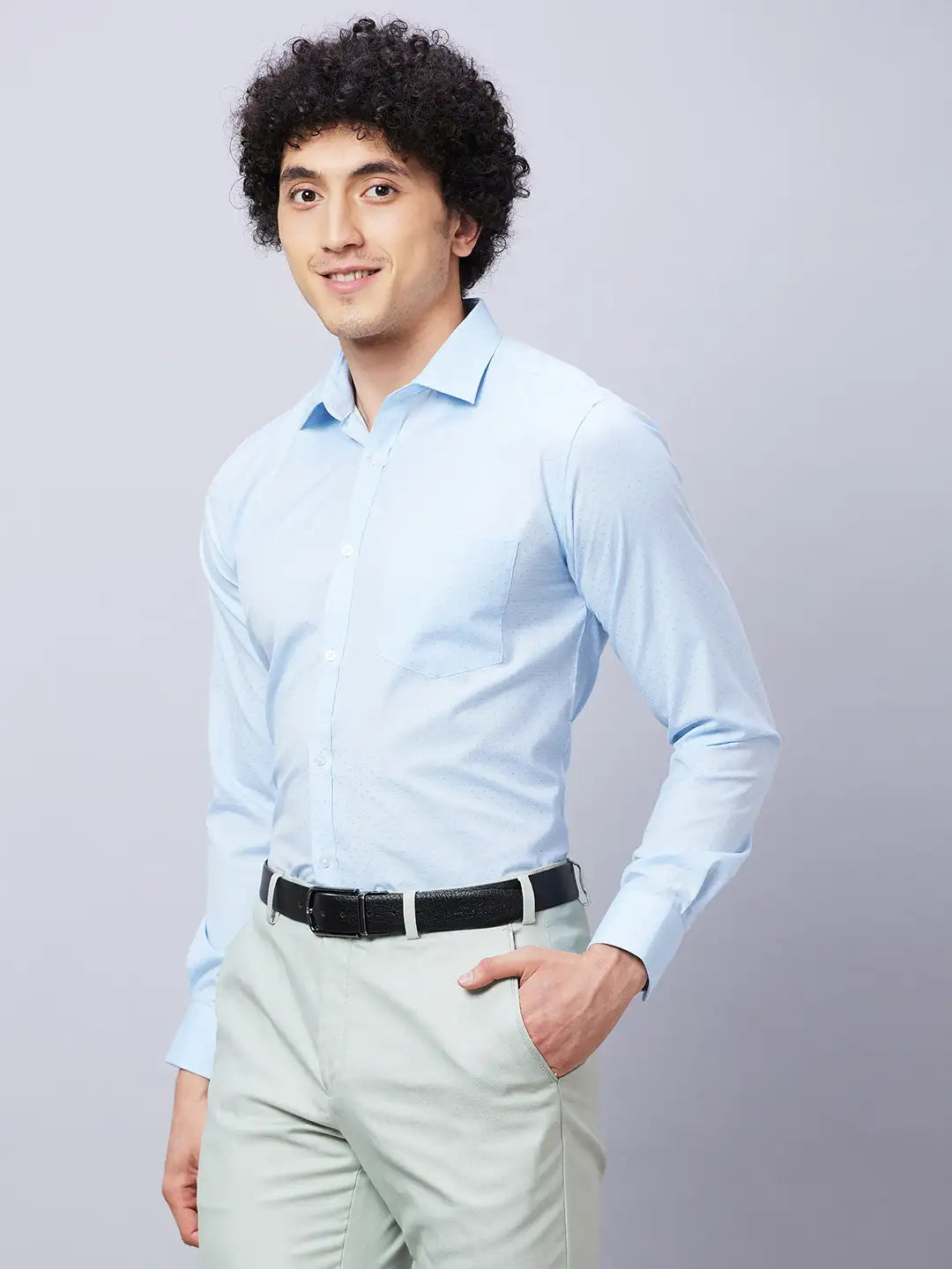 Park Avenue Men Blue Structure Slim Fit Cotton Blend Shirts
