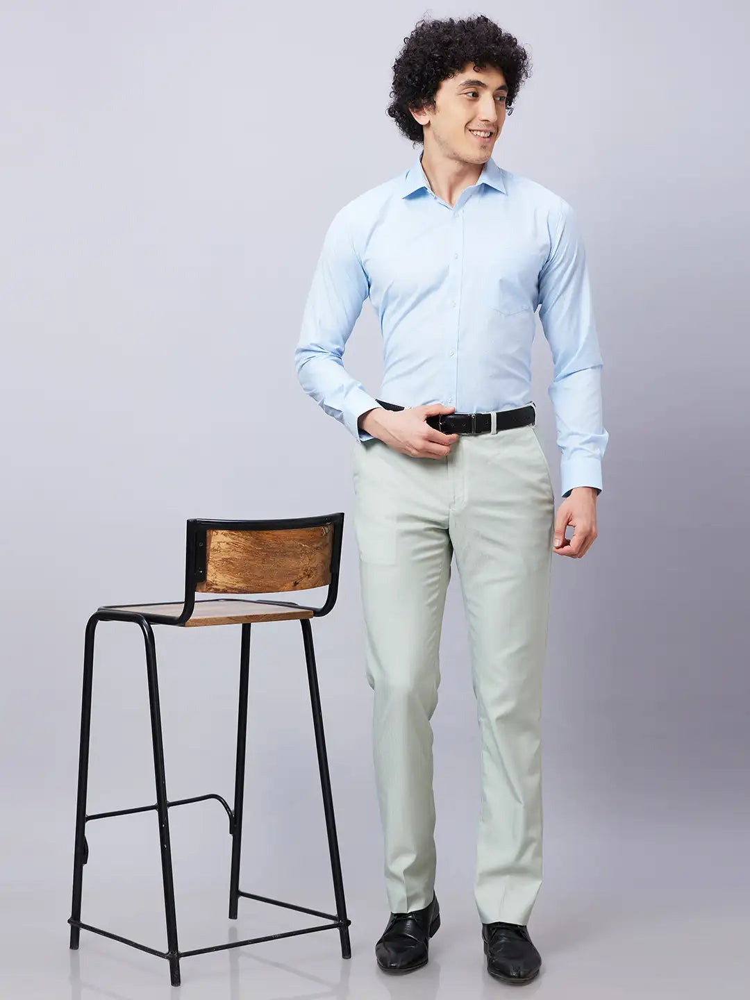 Park Avenue Men Blue Structure Slim Fit Cotton Blend Shirts