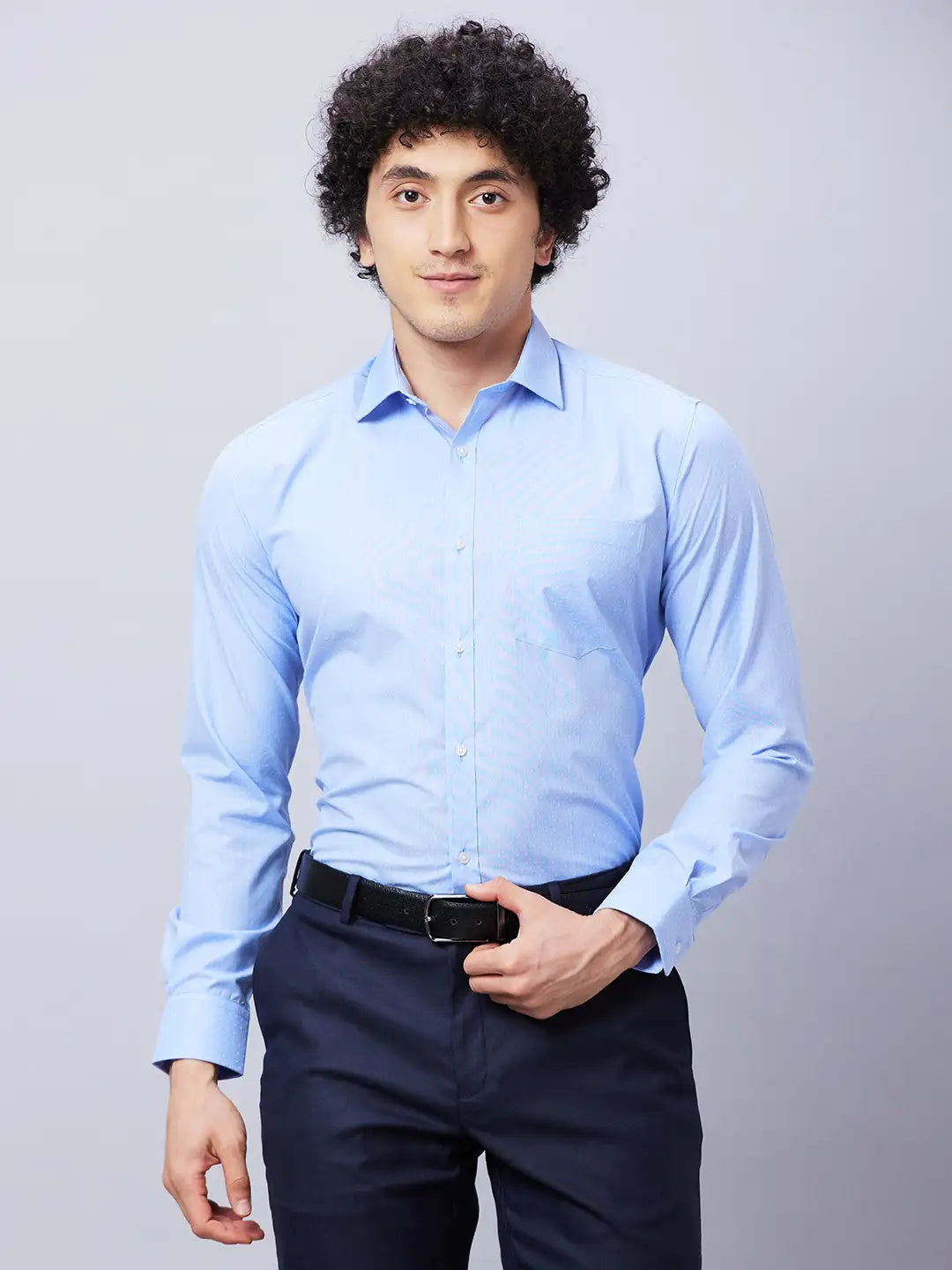 Park Avenue Men Green Structure Slim Fit Cotton Blend Shirts