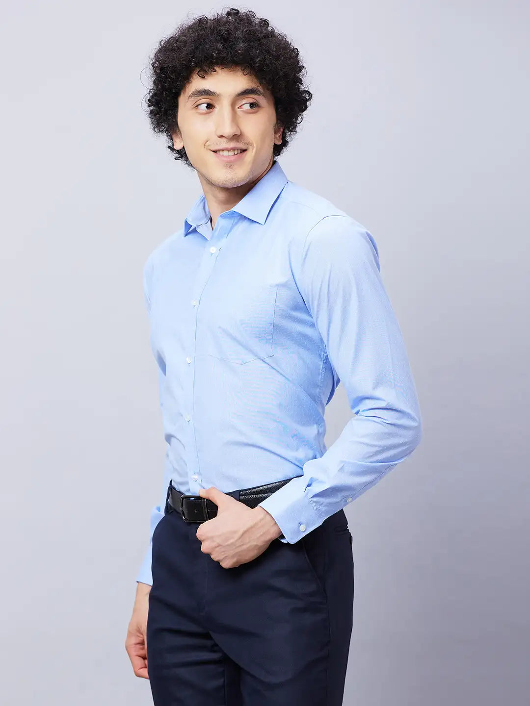 Park Avenue Men Green Structure Slim Fit Cotton Blend Shirts