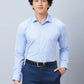 Park Avenue Men Blue Structure Slim Fit Polyester Blend Cutaway Collar Shirt