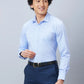 Park Avenue Men Blue Structure Slim Fit Polyester Blend Cutaway Collar Shirt