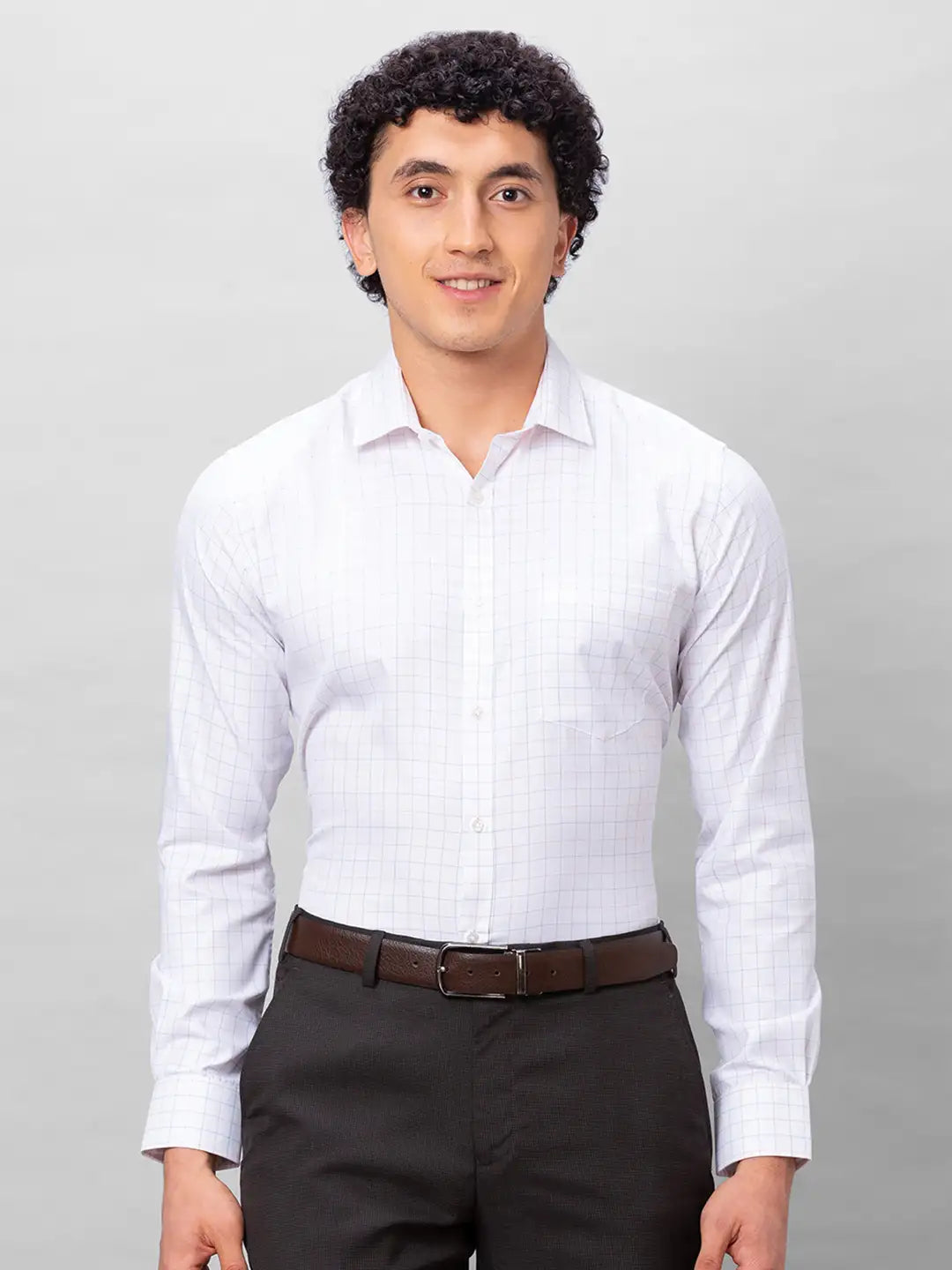 Park Avenue Men Red Checks Slim Fit Polyester Blend Shirts