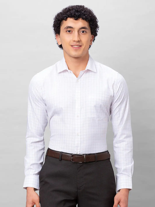 Park Avenue Men Red Checks Slim Fit Polyester Blend Shirts