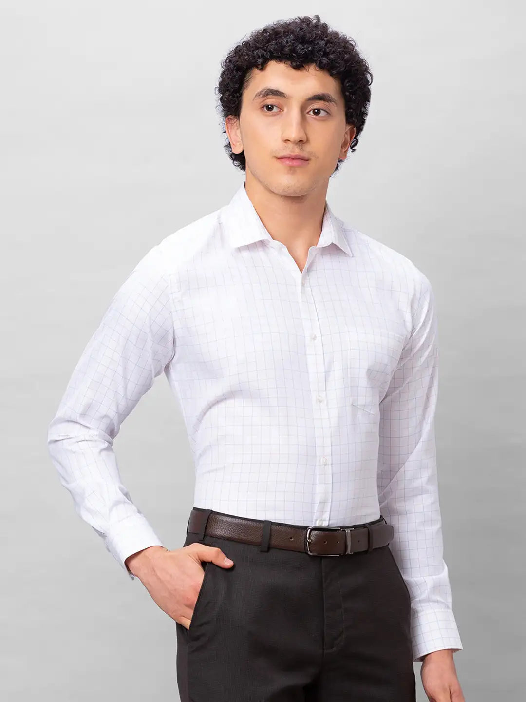 Park Avenue Men Red Checks Slim Fit Polyester Blend Shirts