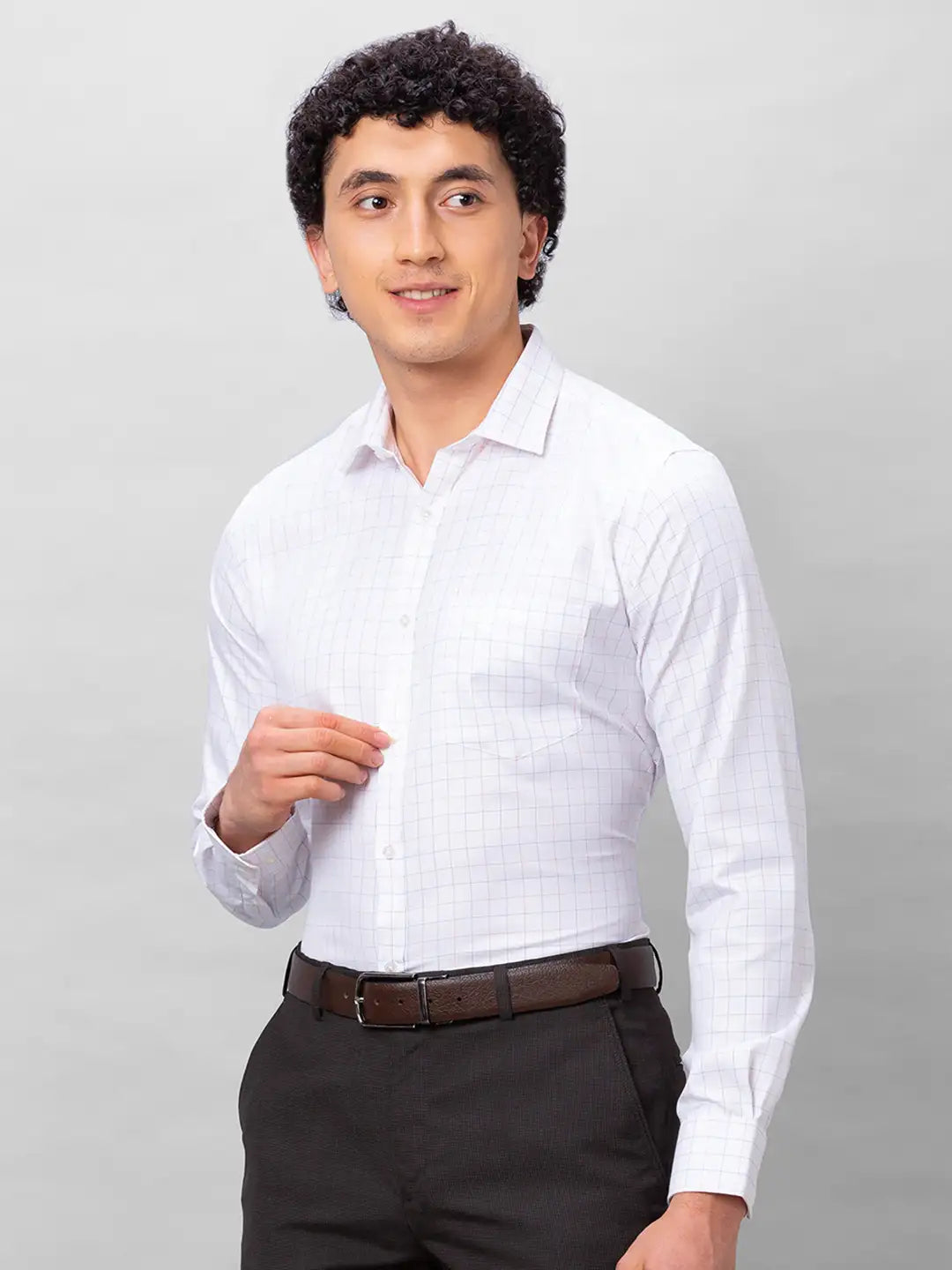 Park Avenue Men Red Checks Slim Fit Polyester Blend Shirts