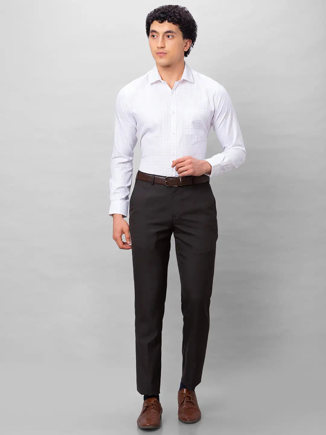 Park Avenue Men Red Checks Slim Fit Polyester Blend Shirts