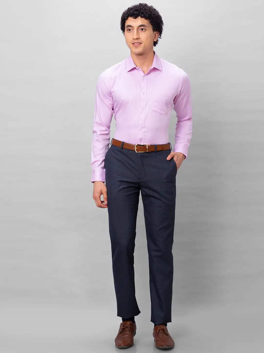 Park Avenue Men Grey Solid Slim Fit Cotton Blend Shirts