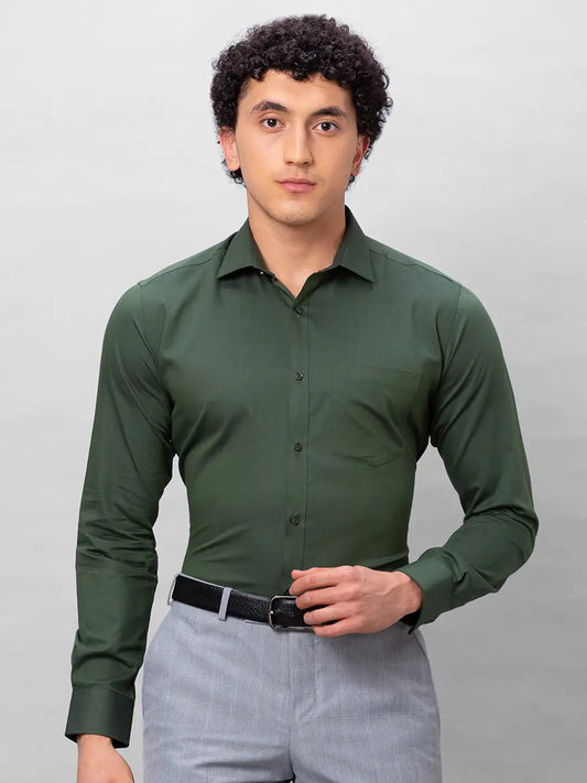 Park Avenue Men Red Solid Slim Fit Cotton Shirts