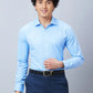 Park Avenue Men Blue Solid Slim Fit Cotton Cutaway Collar Shirt