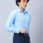 Park Avenue Men Blue Solid Slim Fit Cotton Cutaway Collar Shirt