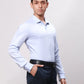 Park Avenue Men Blue Slim Fit Self Design Cotton Full Sleeve Cut Away Shirt