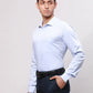 Park Avenue Men Blue Slim Fit Self Design Cotton Full Sleeve Cut Away Shirt