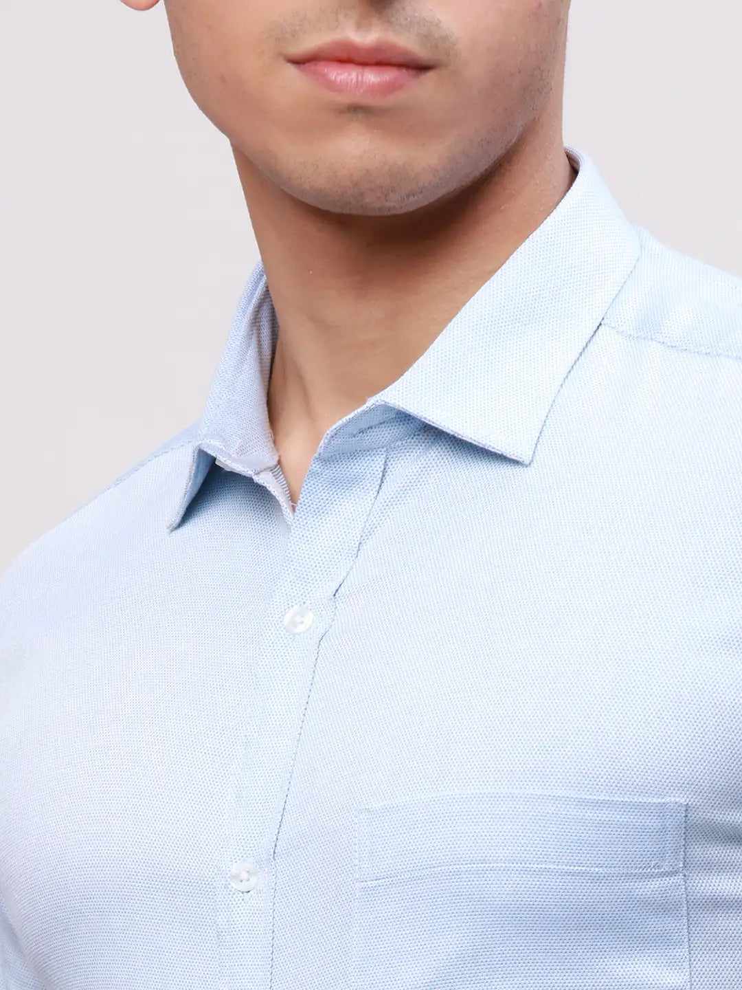 Park Avenue Men Green Slim Fit Self Design Cotton Full Sleeve Cut Away Shirt