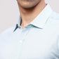Park Avenue Men Blue Slim Fit Checkered Cotton Full Sleeve Cut Away Shirt