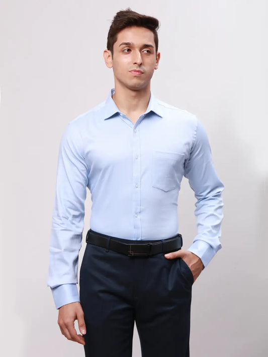 Park Avenue Men Blue Slim Fit Structure Cotton Shirts