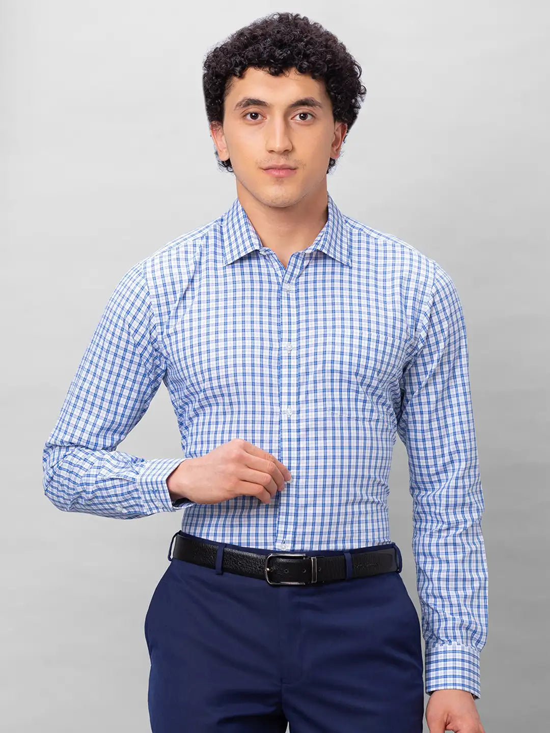 Park Avenue Men Blue Structure Slim Fit Cotton Shirts