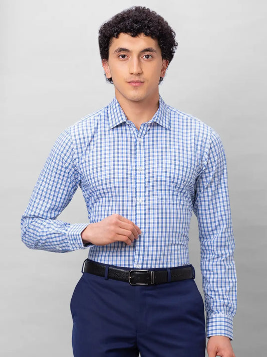 Park Avenue Men Blue Structure Slim Fit Cotton Shirts