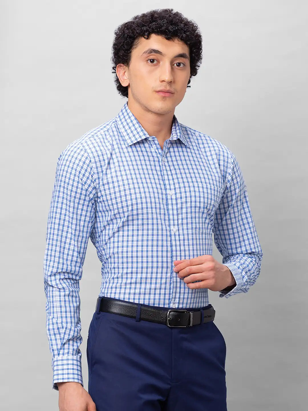 Park Avenue Men Blue Structure Slim Fit Cotton Shirts
