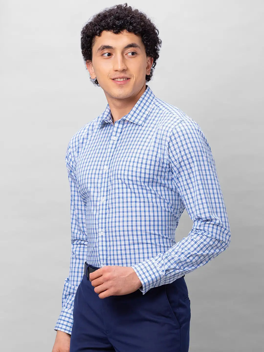 Park Avenue Men Blue Structure Slim Fit Cotton Shirts