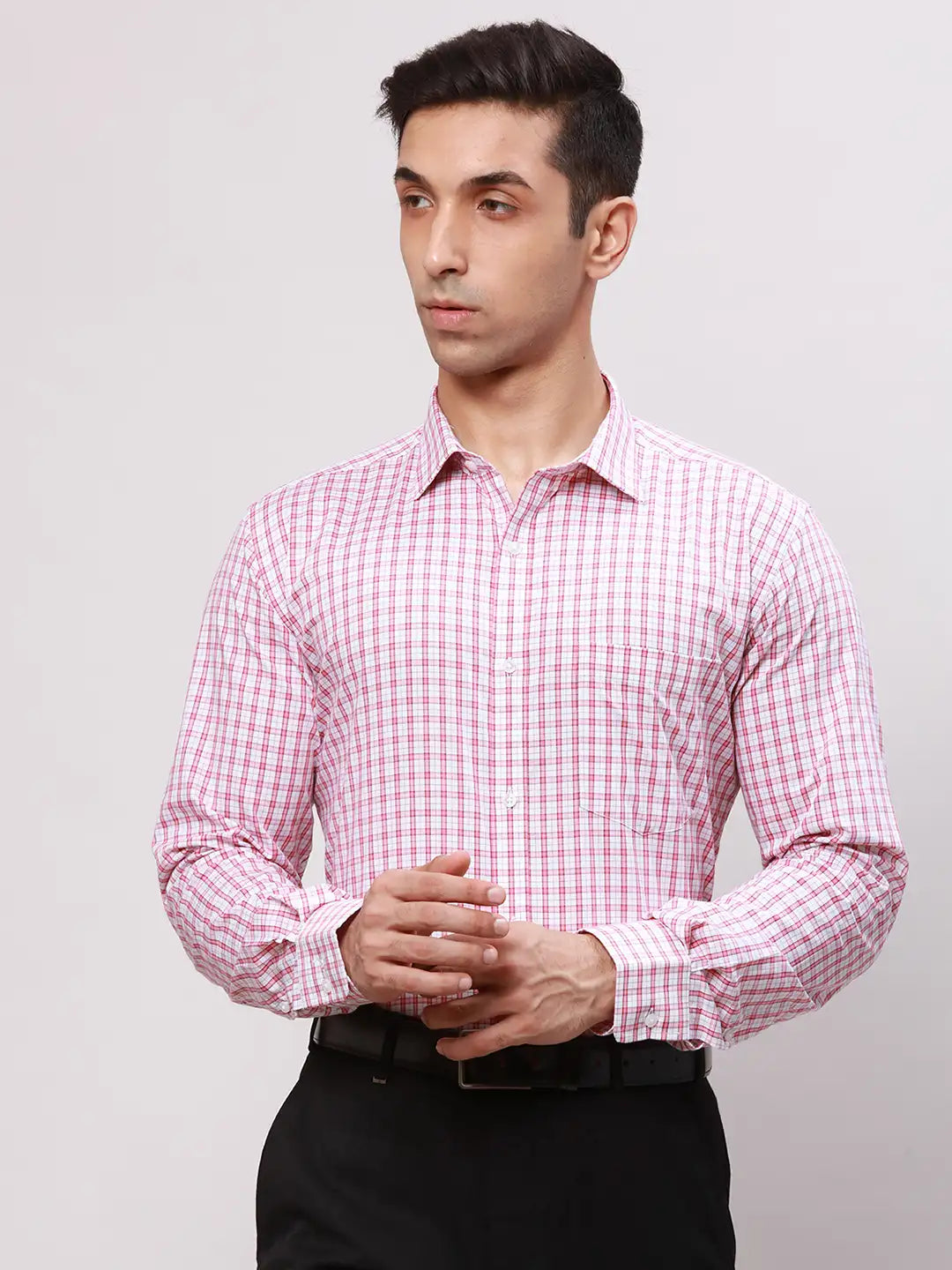 Park Avenue Men Orange Slim Fit Checks Cotton Shirts