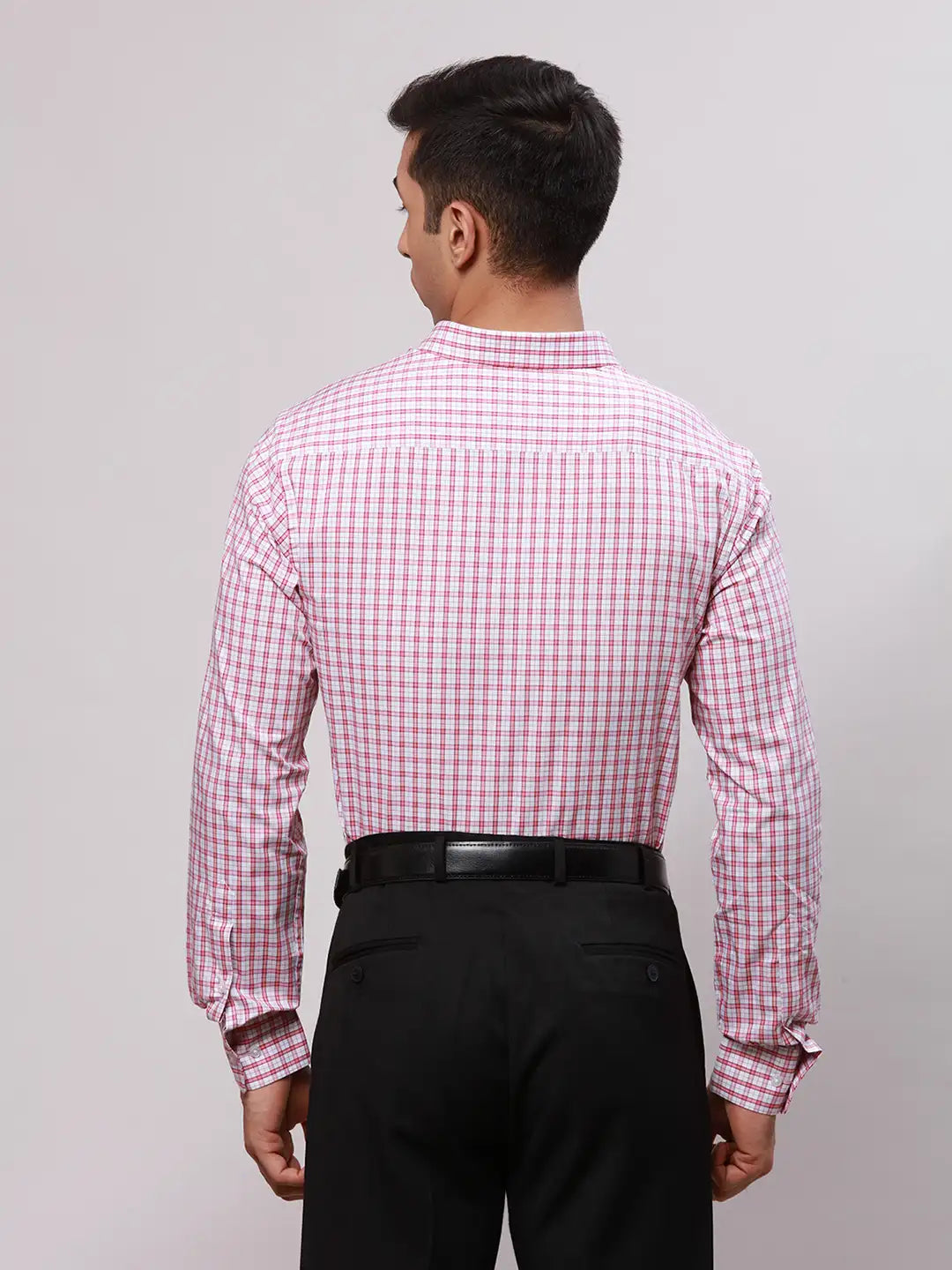 Park Avenue Men Orange Slim Fit Checks Cotton Shirts