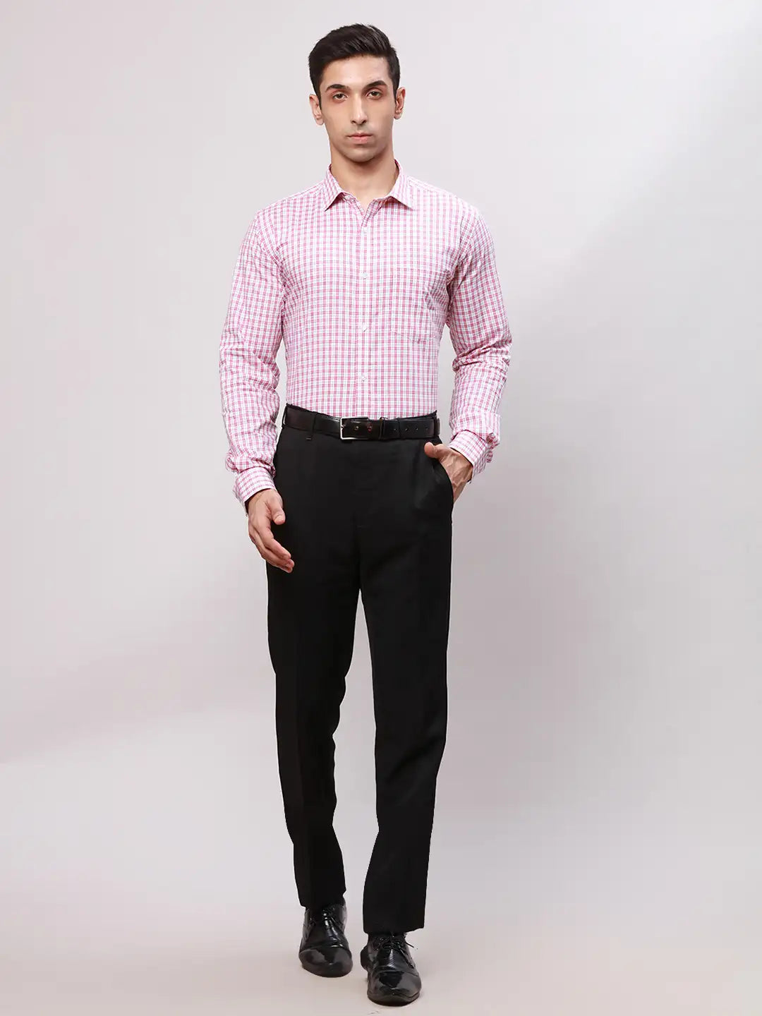 Park Avenue Men Orange Slim Fit Checks Cotton Shirts